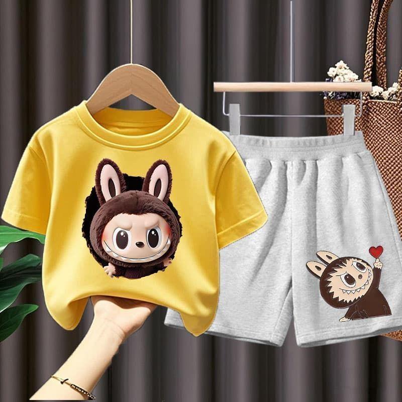 Children's LBB Short-sleeved T-shirt Top and Shorts Summer Boys' and Girls' Fashion Sets