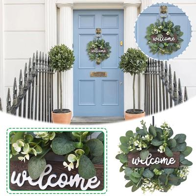 Plastic Sleeve Simulation Flower Wreath Door Decoration  Flower Wreath Leaf Flower Wreath Party