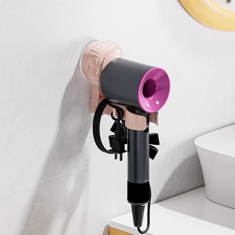 Suction Cup Hair Dryer Stand Non-drilling Storage Rack Air Duct Placement Rack Hair Dryer Hanging Rack
