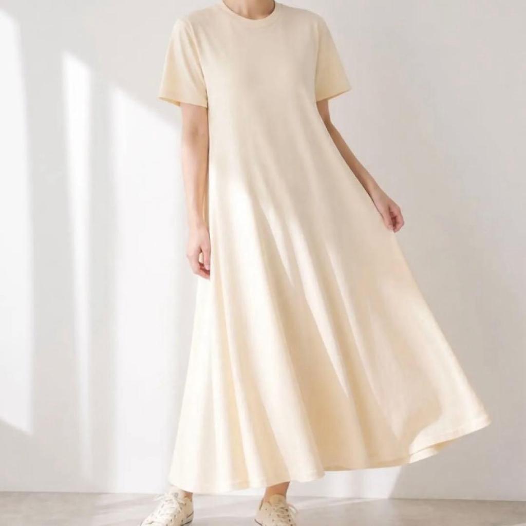 Airism Cotton Dress Short Sleeve Natural Yellow Unused Size S