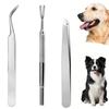 Set 3 Bucăți Oțel Inoxidabil Pensetă Profesională pentru Căpușe Furculiță pentru Căpușe Instrument de Îndepărtare Căpușe pentru Animale de Companie