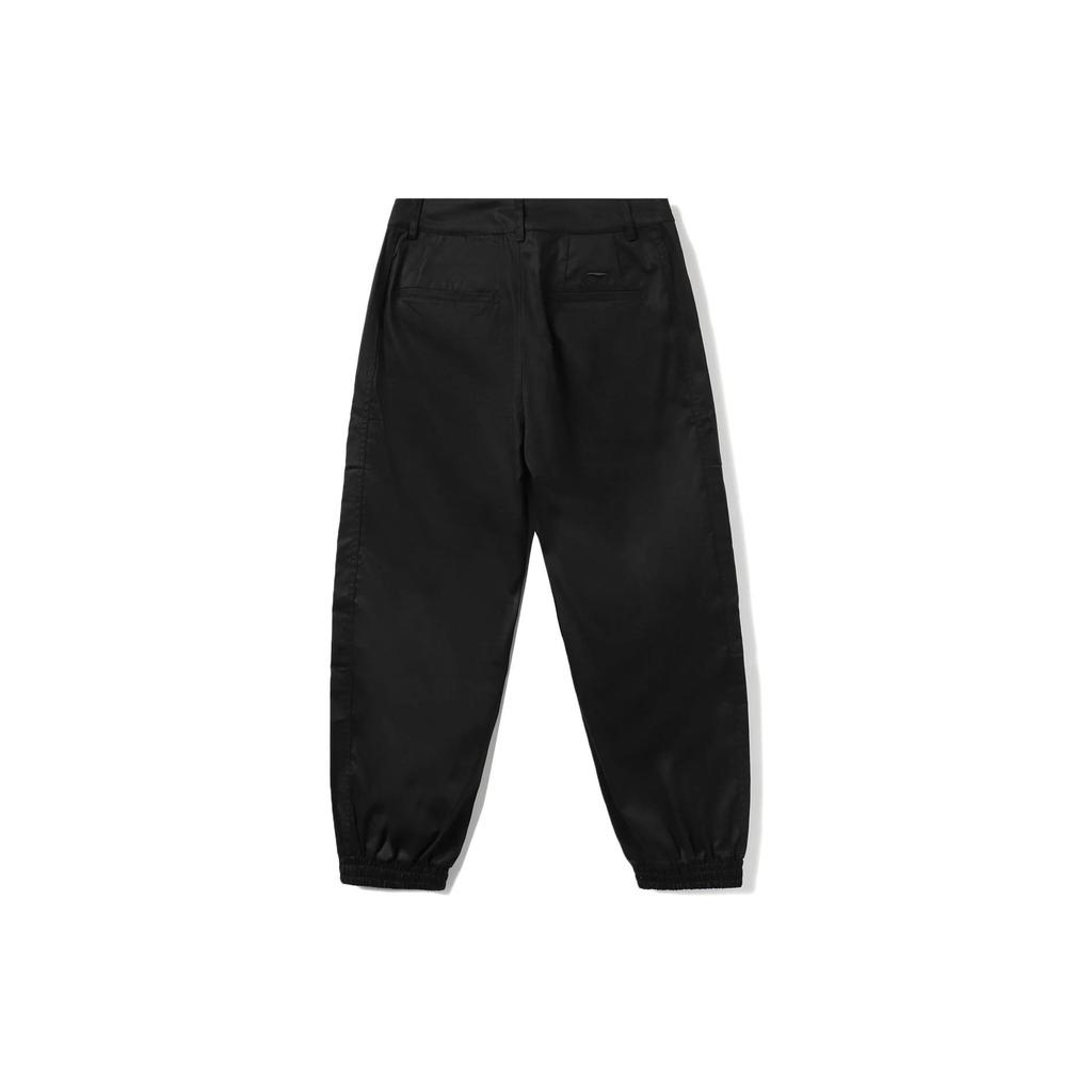 Li Ning Sports Lifestyle Series Logo Cartoon Print Multi-Pocket Cuffed Casual Pants Women Pants Black AKXR126-1