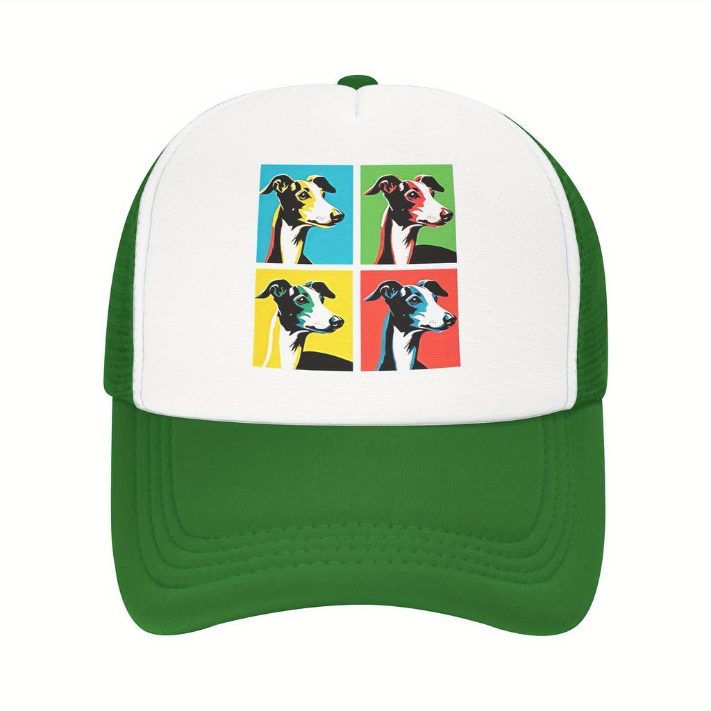 Italian Greyhound Pop Art Trucker Hat Breathable Mesh Adjustable Baseball Cap Casual Gift