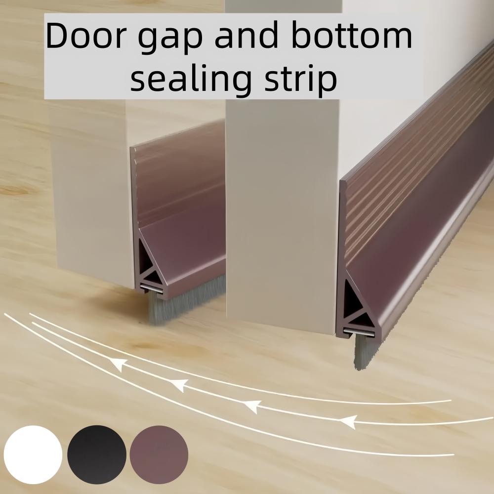 1pc 1m/39.37in Door Seal Strip Silicone Material Brush Design Door Sweep Self Adhesive Dust Blocker Under Door Gap Filler