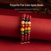 Huihao Cinnabar Beaded Agate & Purple Gold Sand Wealth Bracelet