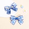 Cobalt Blue Floral Hair Clips Porcelain Color Flower Embroidery Bow Hair Brooches For Girls Children's Hairdressing Accessories