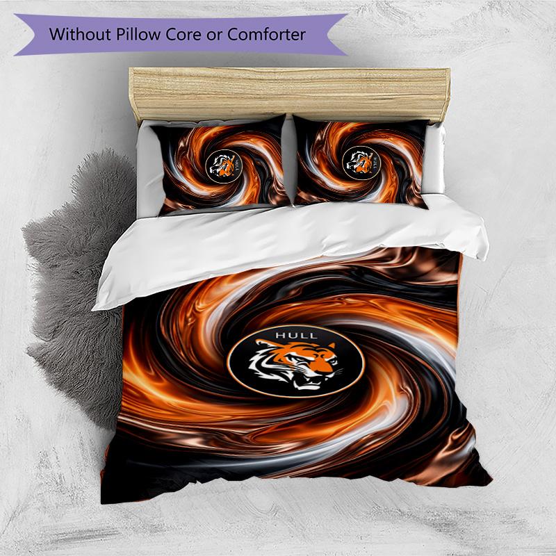 Set Lenzuola Stampato Hull City Football 3 Pezzi, Comodo Set Copripiumino per Camera da Letto Amico della Pelle
