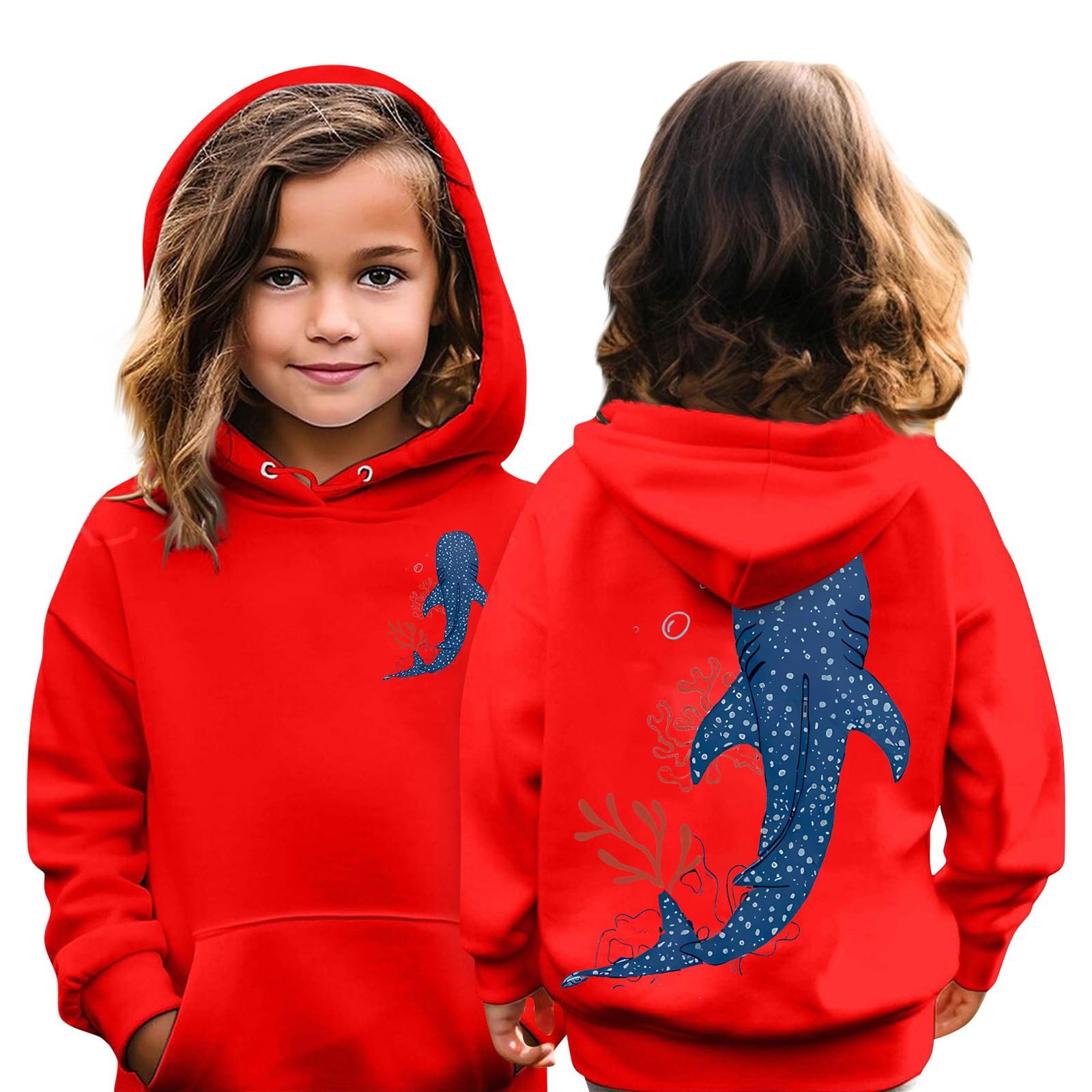 

Детские толстовки, свободная спортивная рубашка с капюшоном и принтом, модная спортивная рубашка 160 красный