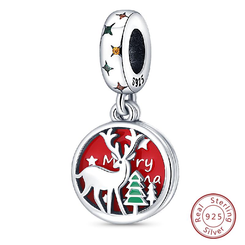 Original Copper Charms Beads Winter Snowflake Snowman Igloo Penguin Pendant Fit Bracelet Women Jewelry Gift