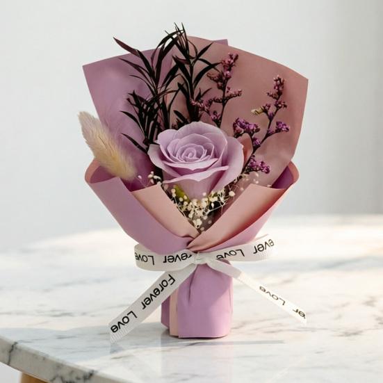 Eternal Rose Flower Mini Aromatherapy Soap Rose Bouquet Artificial Flower Arrangement Romantic Scented Flower Gift for Women Mom Wife Best Friend