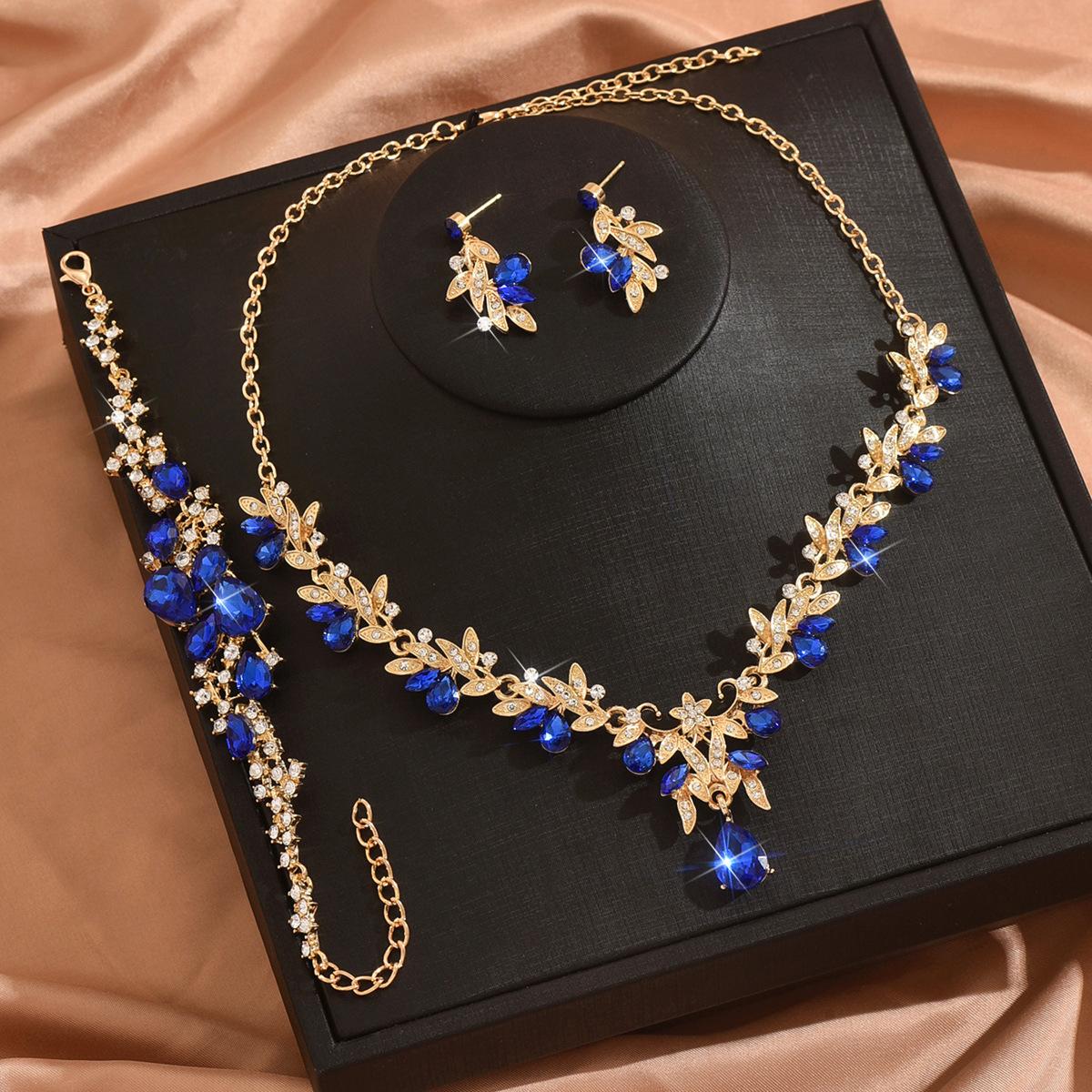 

Europe, America, Bridal Diamond Necklace, Earrings, Jewelry Set, Women s Fashion Ball Party Accessories 2026 45CM