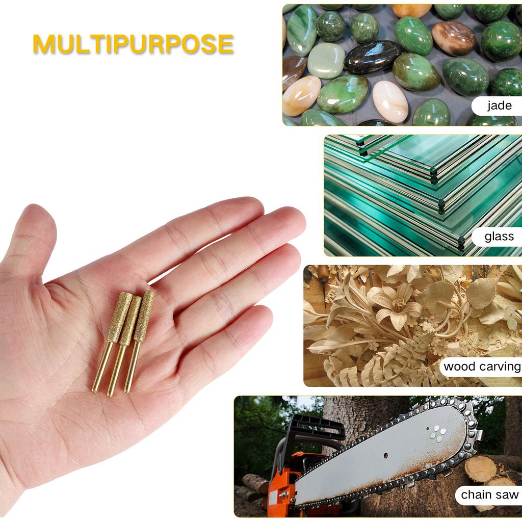 90Pcs Diamond Chainsaw Sharpener High Hardness Plated Burr Stone File 4.0/4.8/5.5mm Abrasive Sharpening Tool for Metal Polishing