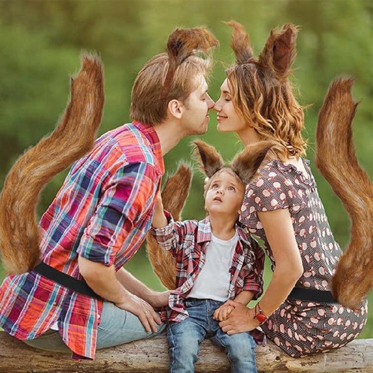 2Pcs Animal Horse Costume Set with Horse Ears Headband Horse Tail Accessories for Halloween Fancy Dress Party Props