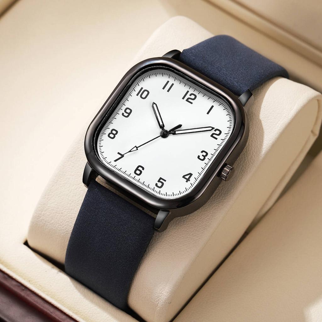 Fashion Square Men Watches Simple Arabic Quartz Watch Leather Band Men Business Wristwatches Reloj Hombre