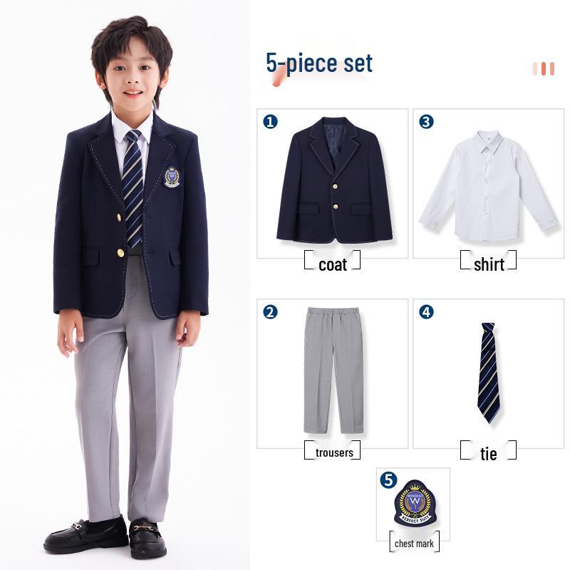 British Style Kindergarten Uniforms: Children's Formal Suit Jackets for Boys and Girls