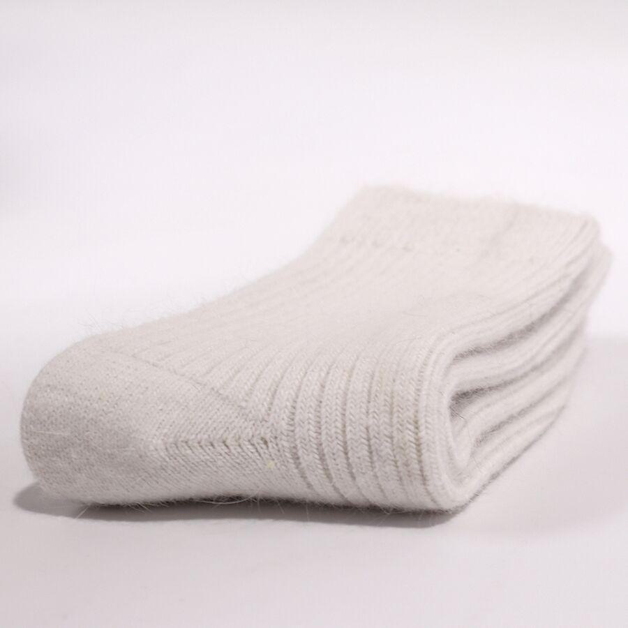 

Женские супертолстые зимние носки средней длины из кроличьей шерсти - двойная игла, бархат, теплые, кашемир One Size белый