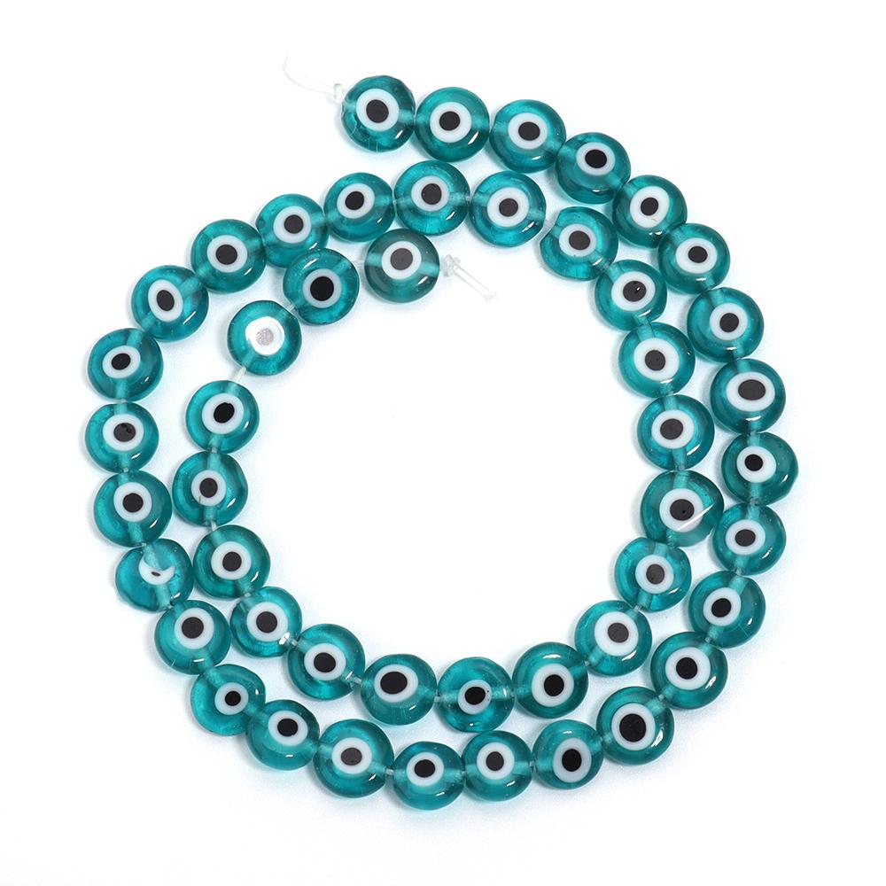 1 Strand Flat Round Glass Beads Evil Eye Lampwork Spacer Beads For Handmade Earring Bracelet Jewelry Making Supplies 4 6 8 10mm