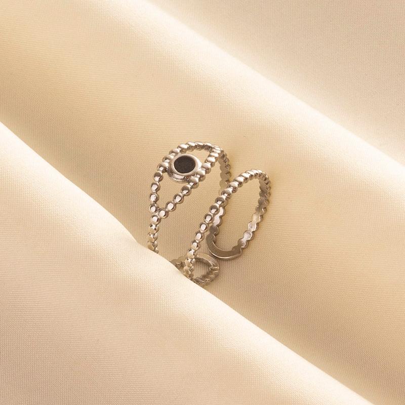Punk Vintage Black Enamel Ring Stainless Steel Open Rings For Women Men Jewelry Fire Evil Eye Bague Acier Inoxydables Femme Gift