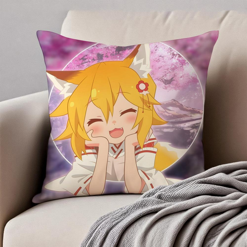 Fashion TThe Helpful Fox SenkoSanS Cartoon Cushion Cover Pillowcase Antidustmite Invisible Zipper Short Plush Sofa Cushion