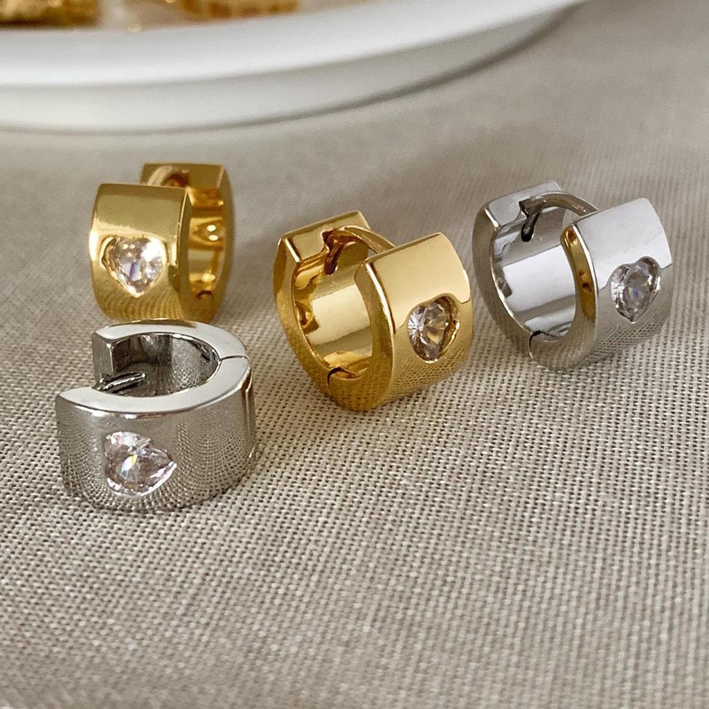 2025 European & American Luxury Zircon Love Hoop Earrings - Simple, Fashionable & Versatile Women's Jewelry