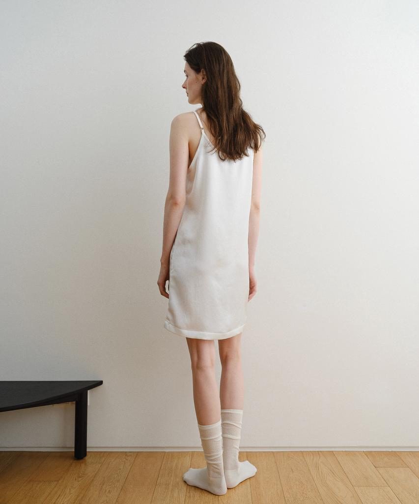 DENOAH Barca Silk Midi Dress (White)