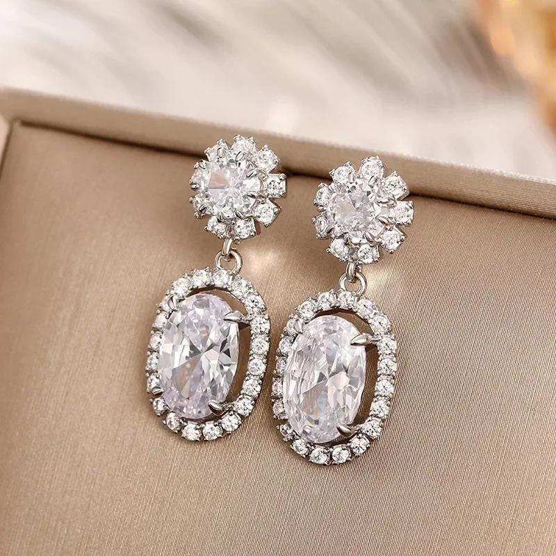 Luxury, High-End, Gorgeous Party, Water Droplet Zircon Earrings, Bride'S Wedding, Eternal And Dazzling Jewelry, Headwear