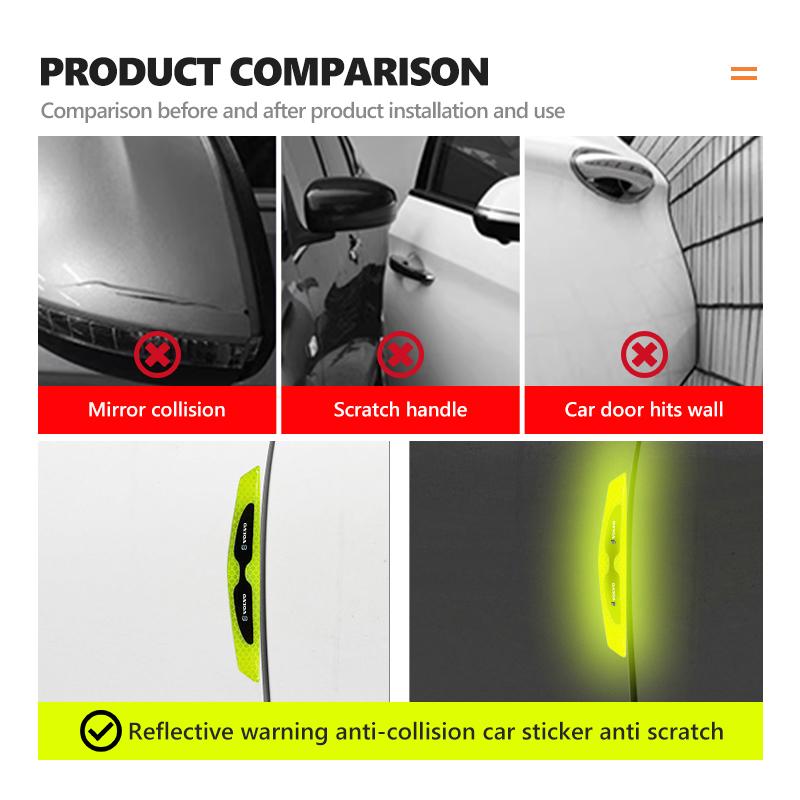 For Volvo 4Pcs Car Door Sticker Safety Warning Reflective Mark Decor Xc60 Xc90 V40 V60 S60 V50 V90 S80 C40 XC40 V70 XC70 C30 JK9