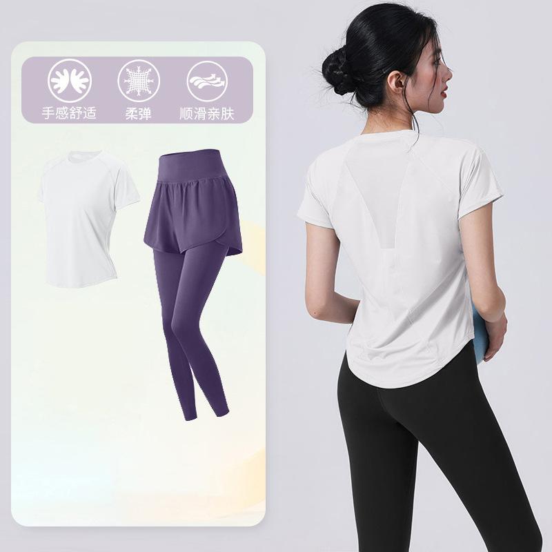 Tennis suit women's short-sleeved training clothes outdoor running quick-drying clothes thin badminton T-shirt fitness clothes