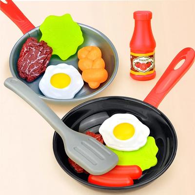 8PCS Children Kitchen Food Toys Simulation Cookware Game Set Pretend Play Pot Steak Vegetable Bread Omelette Kids Gift
