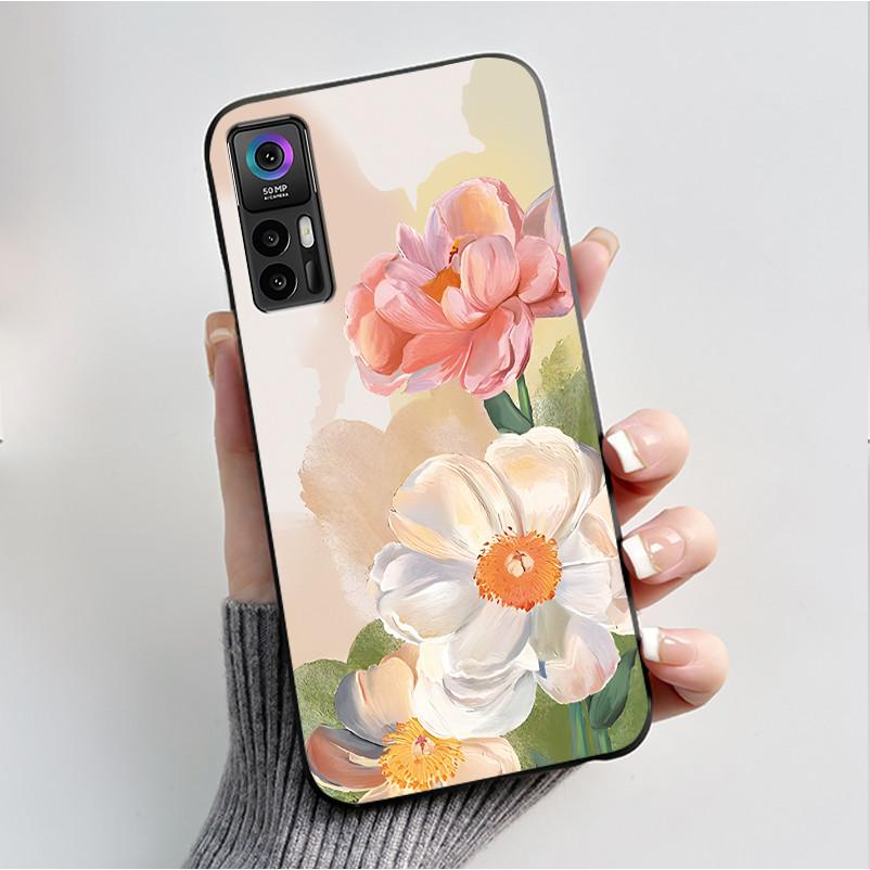 Case For TCL 30 Plus 30 5G T676K T676J T676H T776H Phone Case Fashion Butterfly Flowers Black Silicone Shockproof Cover Casing