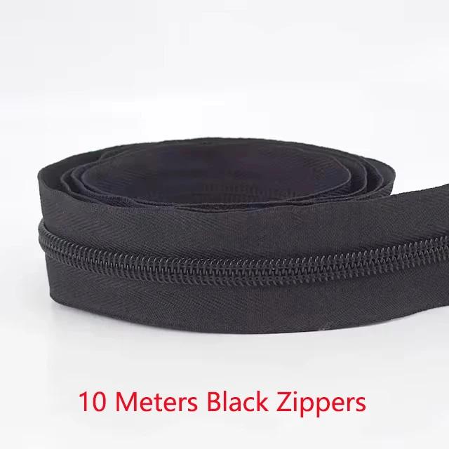 

Meetee 3# 5# 8# 10# 10М Чорні Нейлонові Рулонні Блискавки + 10 Шт. Пулерів для Блискавок Одяг Шиття Застібка-блискавка Слайдер Головка Блискавки Ремонт Аксесуари No5