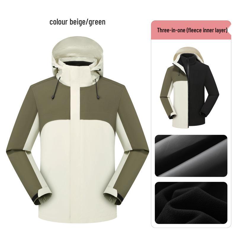 Customizable Team Windbreaker Set: Outdoor Three-in-One with Logo Print and Detachable Down Lining XXXL
