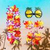Cute Hawaiian Necklace Costume Set Beach Accessory Adjustable Set Headband Dancewear Glasses for Adults Party