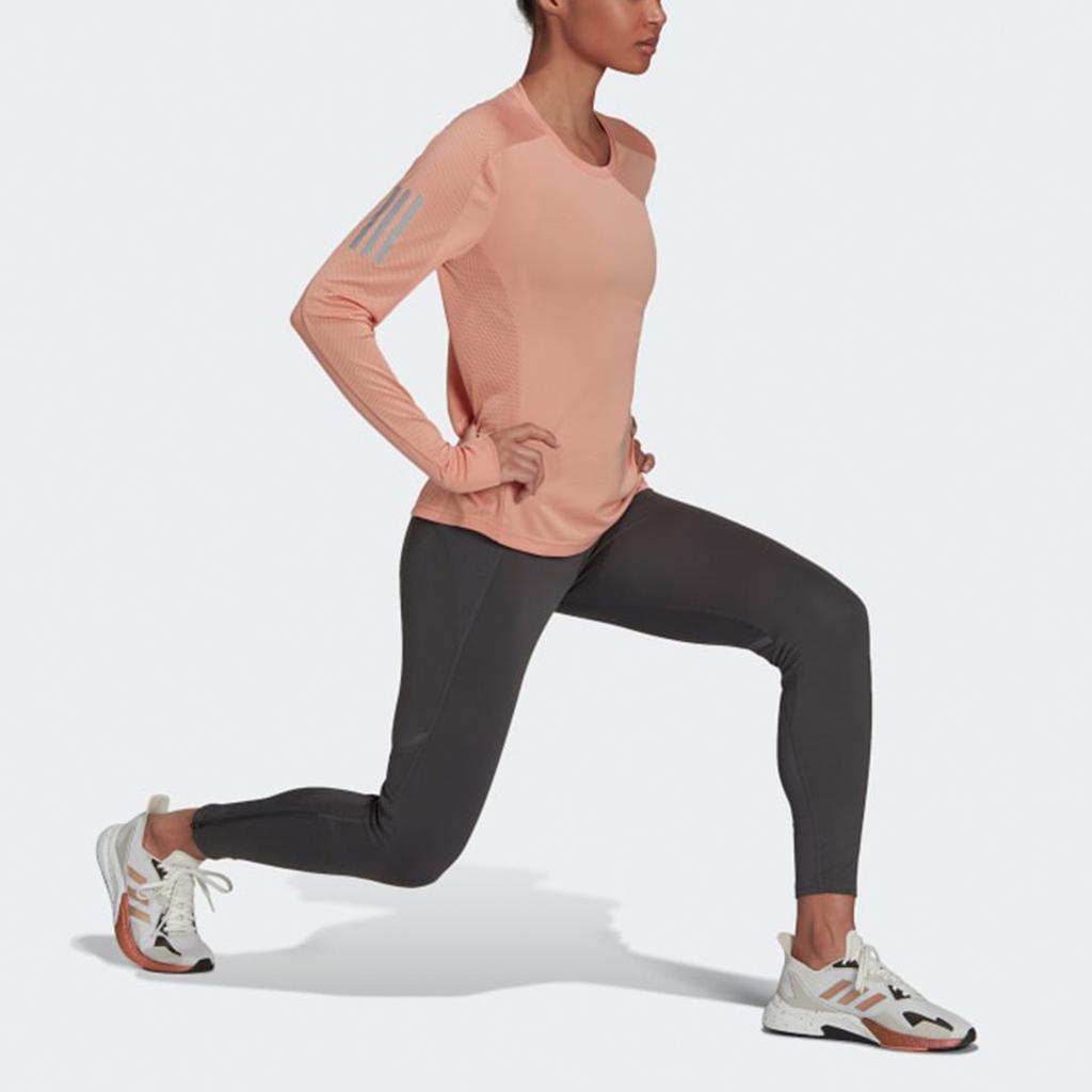 Adidas Long Sleeve Training Running T-Shirt Women Tops Pink H31023