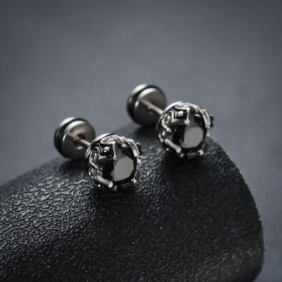 Men's Zircon Stud Earrings - High-End American Design, Cool & Trendy Style, Unisex Accessories