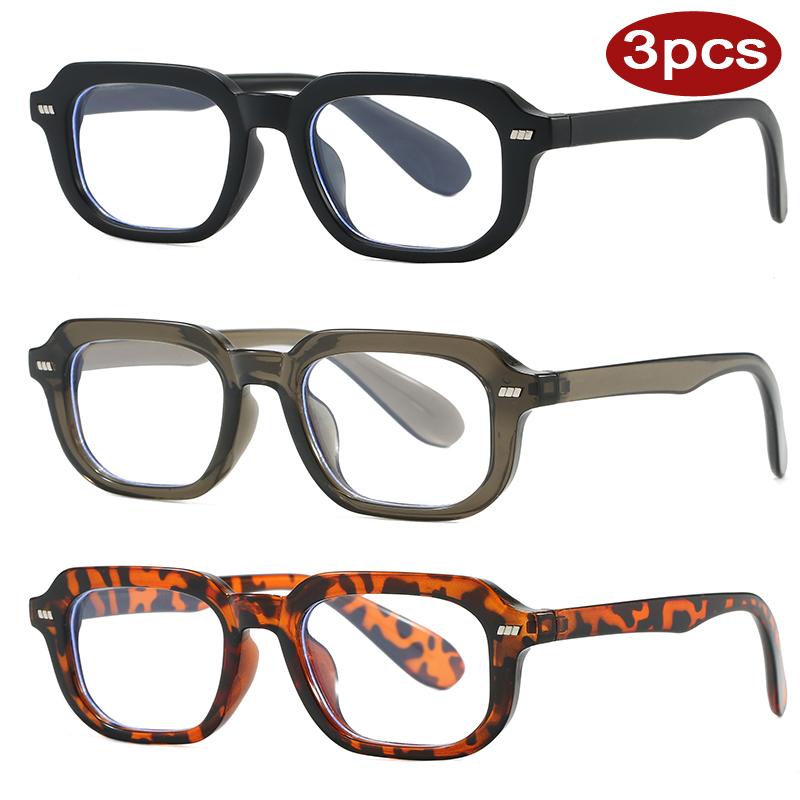 Protective Glasses 3pcs Classics High-Quality Square Glasses Frames Women  Clear Blue Light Eyeglasses Men Optical Frame Unisex