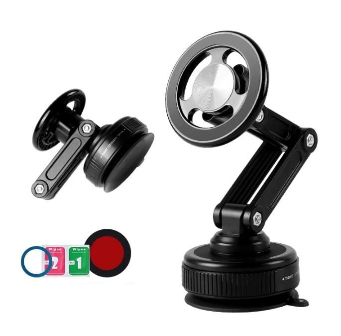 Universal Vacuum Suction Cup Magnetic Car Phone Holder Foldable 360° Rotation Mount Ideal for Bedroom Bathroom Glass Dashboard
