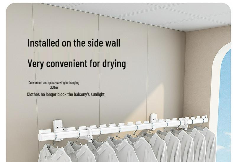 Wall-Mounted Folding Clothes Rack - Invisible, One-Piece Side-Hanging