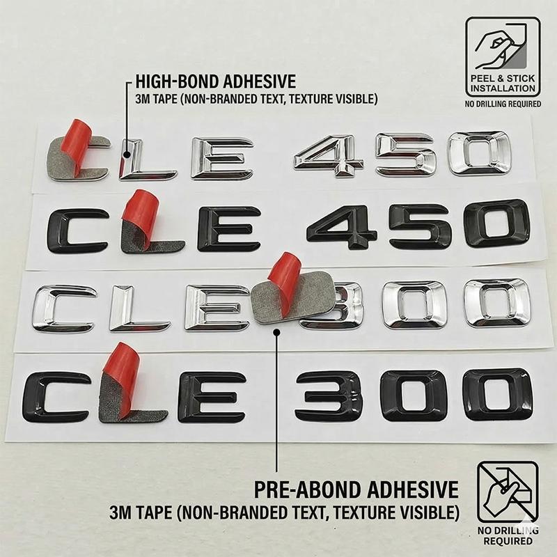 3D CLE450 CLE300 Rear Trunk Letters Badge Emblem For Benz CLE Class Gloss Black Chrome Car Logo Sticker Styling Accessories