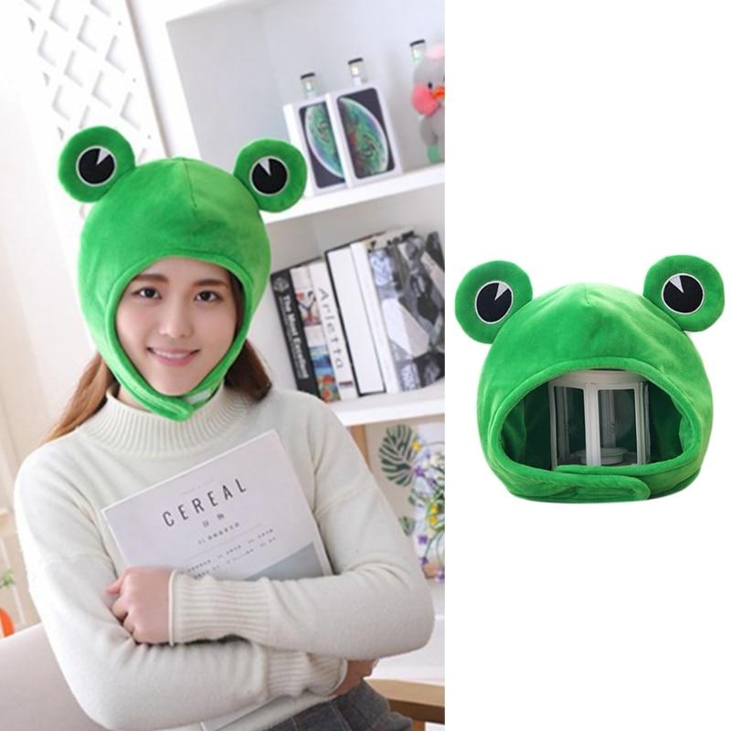Buy Funny Big Frog Eyes Cartoon Plush Hat Toy Green Headgear Cap ...