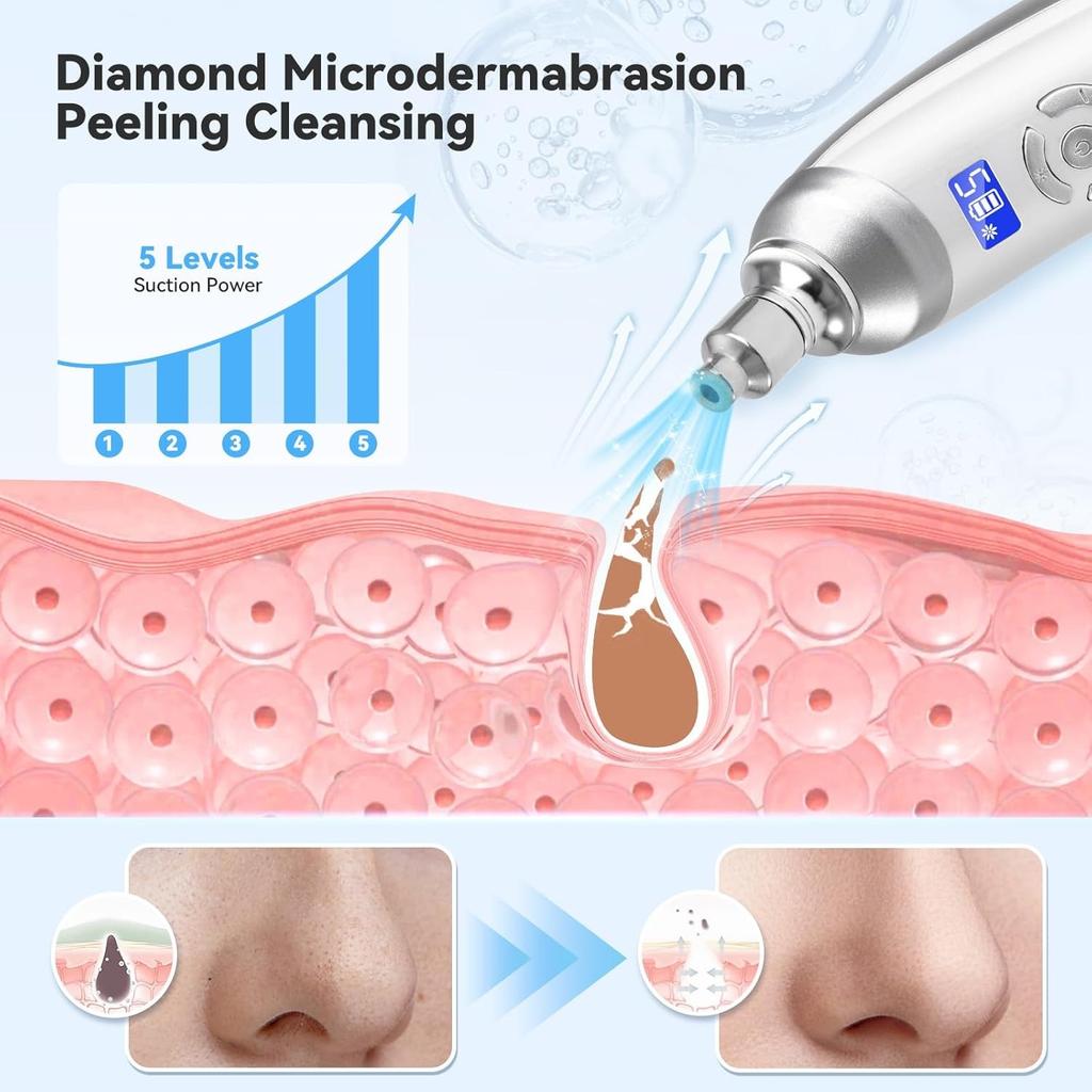SC864 Diamond Micro-Dermabrasion Facial Machine, Professional Facial Deep Cleasing Tool, Home Use Facial Skin Care Equipment