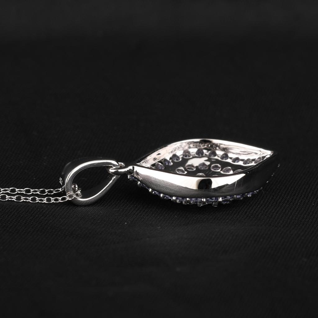 Tanzanite Pendant 925 Sterling Silver Rhodium Gemstone Jewelry Gift for Her