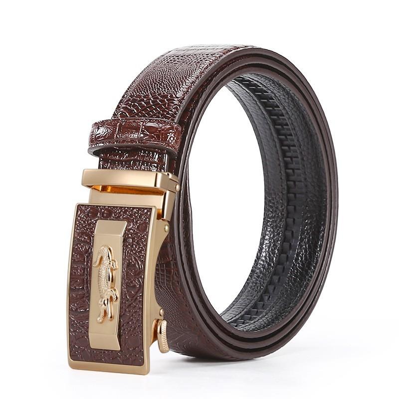 Crocodile Men'S Belt Business Automatic Buckle Belt Light Simple High-End Pure Cowhide Belt