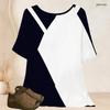 Women Plus Size Round Neck Batwing Short Sleeve Loose Gradient Printed Top