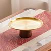 Stainless Steel High Footed Cake Storage Tray Appetizer Platter Fruit Display Plate Household Wood Base Snacks Pans