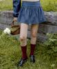 Letter From Moon Poi Lace Denim Skirt (Dark Blue)