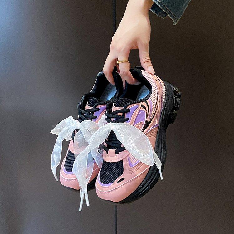 Fashion 2024 New Chunky Women's Sneakers Fashion Lace Leather Casual Ladies Sports Shoes Trainer Platform Womens Zapatillas De Mujer