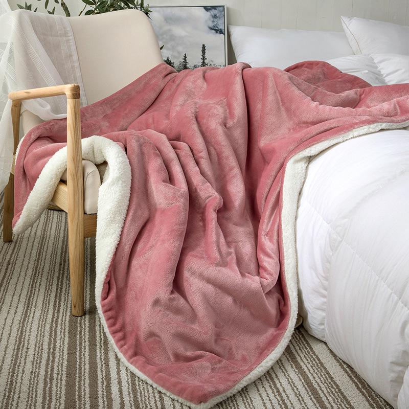 Xianci Double-Layer Lambswool Coral Fleece Throw Blanket for Sofa and Office