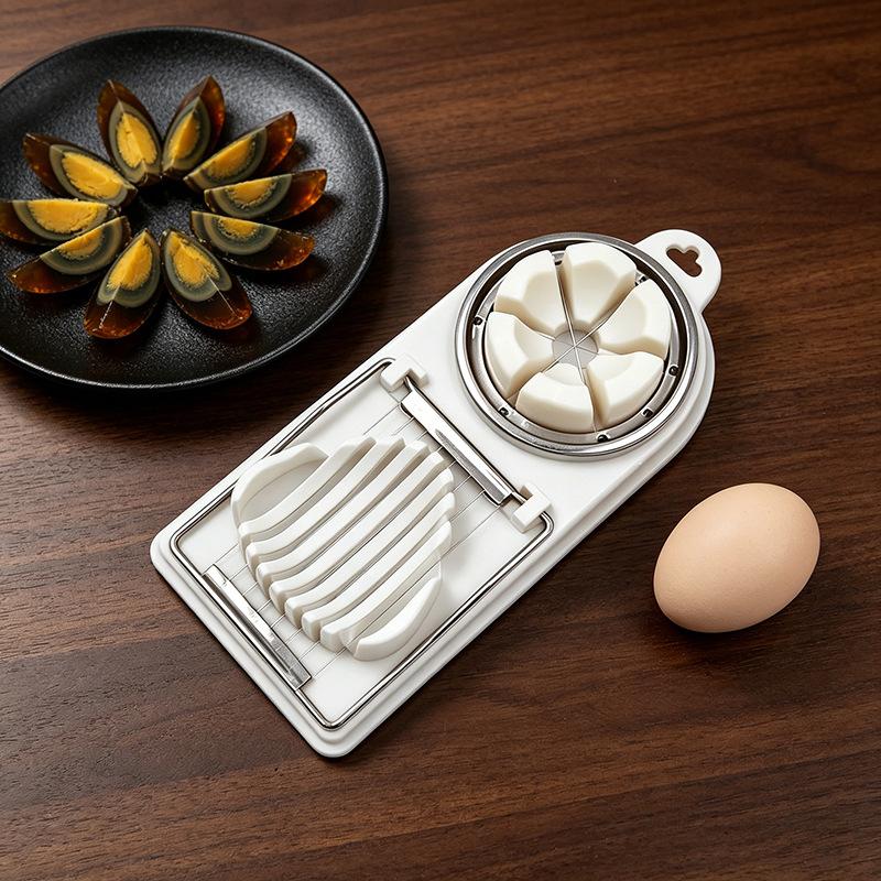 Egg Slicer - Home-use Stainless Steel Egg Cutter - Two-in-one for Removing Skin From Preserved Eggs and Splitting Eggs