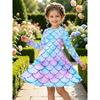 Girls' 3D Mermaid Scale Dress Long Sleeve Summer Spring Vacation Daily Holiday Princess Beautiful Sweet Kids 4-12 Years Casual Dress A Line Dress